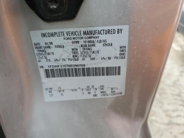 1FDWF31578ED90769 - 2008 FORD F350 SRW SUPER DUTY SILVER photo 12