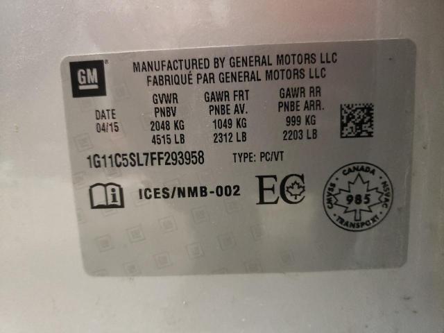 1G11C5SL7FF293958 - 2015 CHEVROLET MALIBU 1LT SILVER photo 12