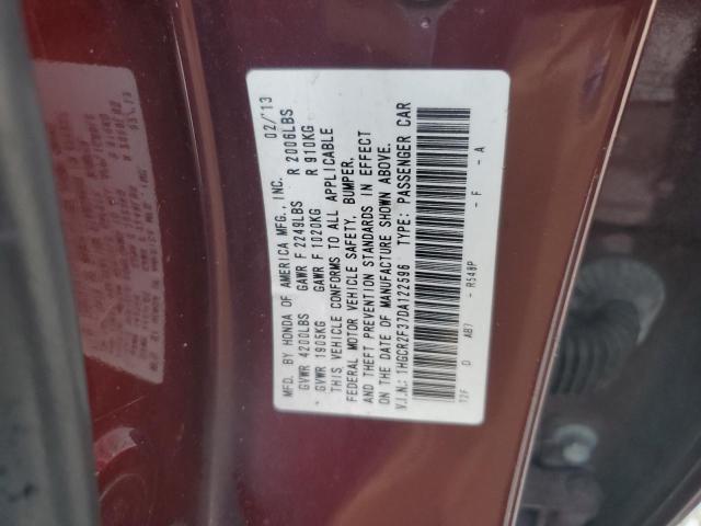 1HGCR2F37DA122596 - 2013 HONDA ACCORD LX BURGUNDY photo 12