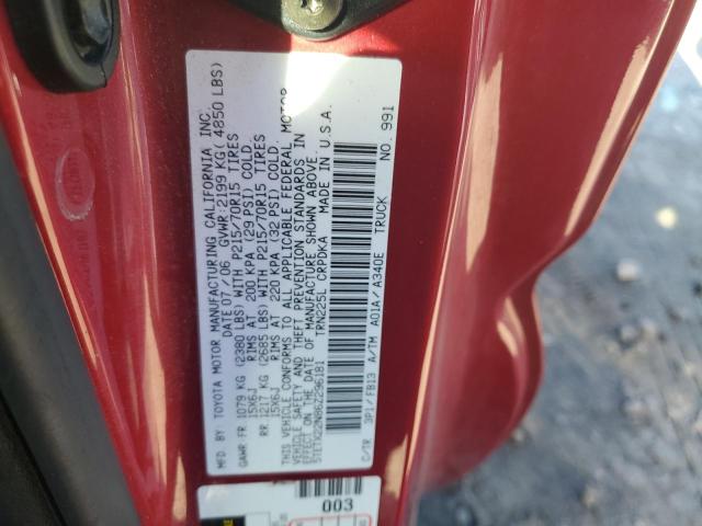 5TETX22N86Z296181 - 2006 TOYOTA TACOMA ACCESS CAB Қызыл фото 12