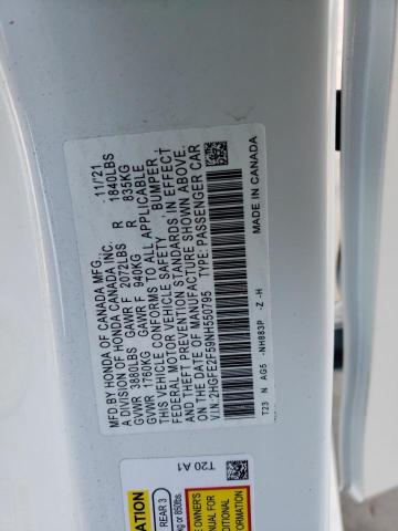 2HGFE2F59NH550795 - 2022 HONDA CIVIC SPORT 白色 照片 12