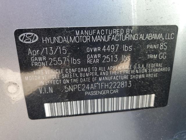 5NPE24AF1FH222813 - 2015 HYUNDAI SONATA SE SILVER photo 12