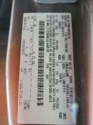 5LMCJ1C90KUL44510 - 2019 LINCOLN MKC BEIGE photo 13