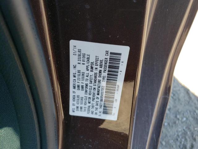 1HGCT1B80EA007353 - 2014 HONDA ACCORD EXL BROWN photo 12