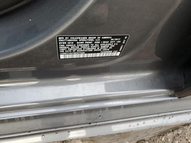 1VWDT7A31HC077445 - 2017 VOLKSWAGEN PASSAT R-LINE Boz foto 12