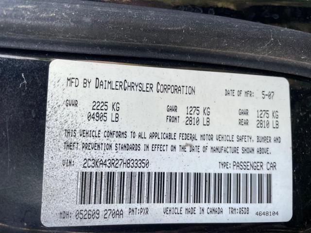 2C3KA43R27H833350 - 2007 CHRYSLER 300 BLACK photo 10