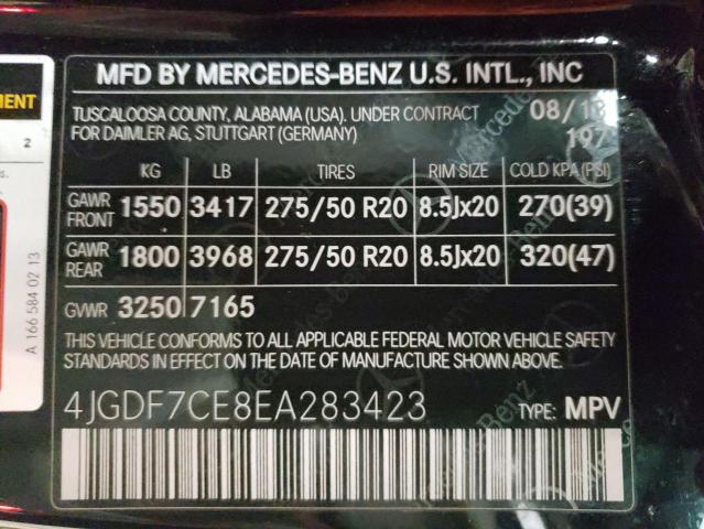 4JGDF7CE8EA283423 - 2014 MERCEDES-BENZ GL 450 4MATIC BLACK photo 13