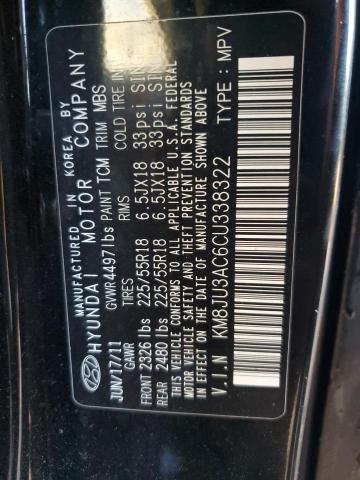 KM8JU3AC6CU338322 - 2012 HYUNDAI TUCSON GLS BLACK photo 14