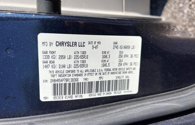 2A8HR54P78R138366 - 2008 CHRYSLER TOWN & COU TOURING 蓝色 照片 10