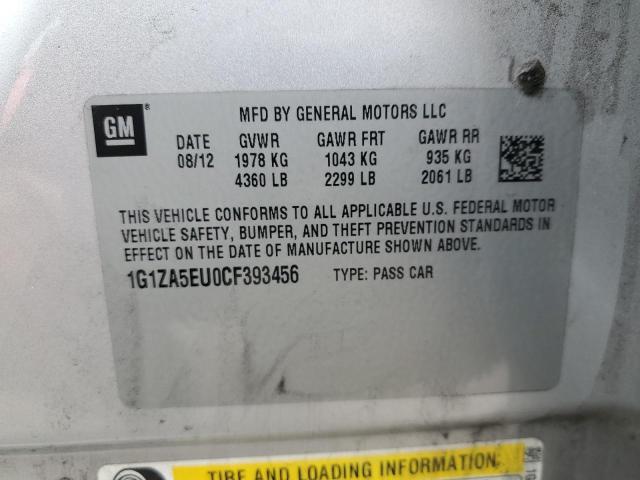 1G1ZA5EU0CF393456 - 2012 CHEVROLET MALIBU LS SILVER photo 12