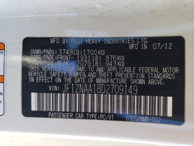 JF1ZNAA18D2709149 - 2013 TOYOTA SCION FR-S 白色 照片 13