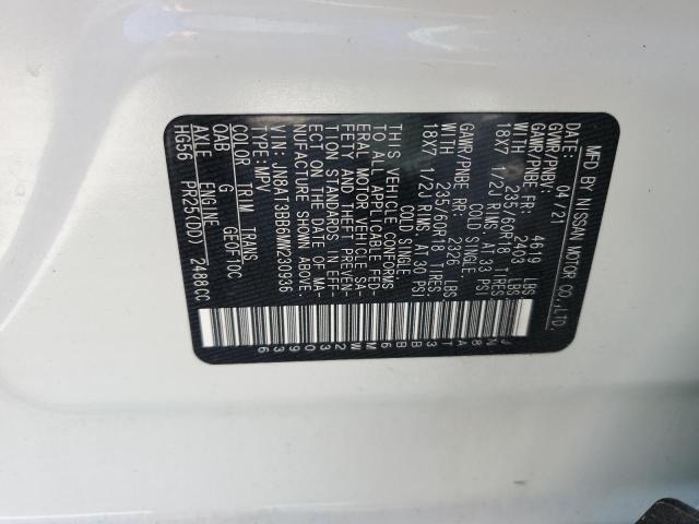 JN8AT3BB6MW230936 - 2021 NISSAN ROGUE SV WHITE photo 14