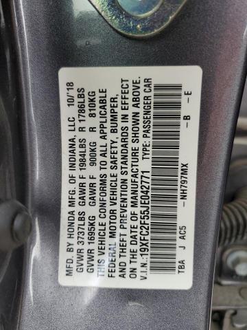 19XFC2F55JE042771 - 2018 HONDA CIVIC LX GRAY photo 12