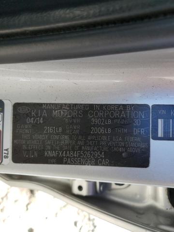 KNAFX4A84F5262954 - 2015 KIA FORTE EX SILVER photo 12