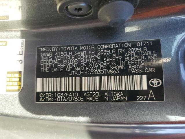 JTKJF5C72B3019863 - 2011 TOYOTA SCION TC 灰色 照片 12