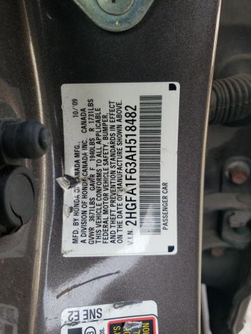 2HGFA1F63AH518482 - 2010 HONDA CIVIC LX-S GRAY photo 12
