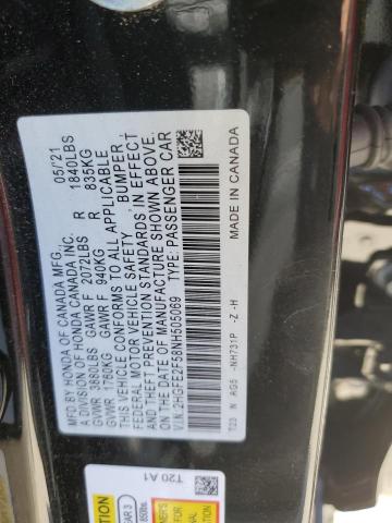 2HGFE2F58NH505069 - 2022 HONDA CIVIC SPORT BLACK photo 12