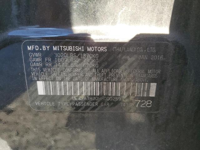 ML32A3HJ0HH000259 - 2017 MITSUBISHI MIRAGE ES BLACK photo 12