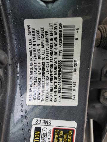 19XFA16529E045865 - 2009 HONDA CIVIC LX CHARCOAL photo 12