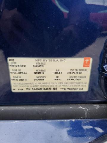 5YJSA1E26JF261402 - 2018 TESLA MODEL S BLUE photo 13