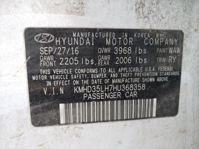 KMHD35LH7HU368358 - 2017 HYUNDAI ELANTRA GT WHITE photo 12