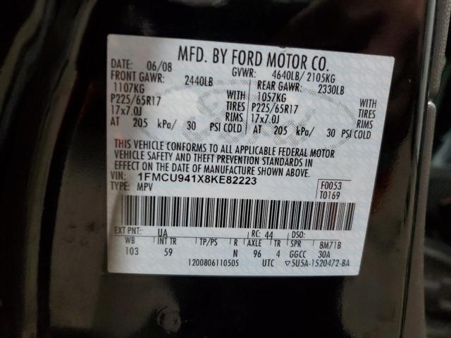 1FMCU941X8KE82223 - 2008 FORD ESCAPE LIMITED BLACK photo 13