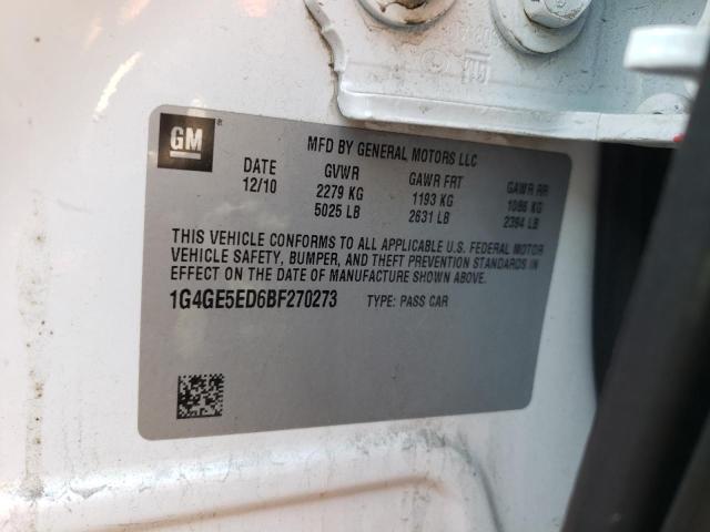 1G4GE5ED6BF270273 - 2011 BUICK LACROSSE CXS WHITE photo 12