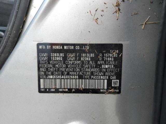 JHMGK5H54GX026686 - 2016 HONDA FIT LX GRAY photo 13