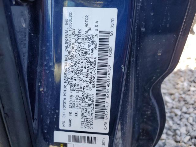 5TEUU42N75Z124683 - 2005 TOYOTA TACOMA ACCESS CAB 蓝色 照片 12