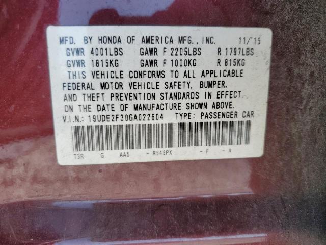 19UDE2F30GA022604 - 2016 ACURA ILX BASE WATCH PLUS BURGUNDY photo 13