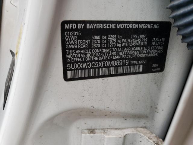 5UXXW3C5XF0M88919 - 2015 BMW X4 XDRIVE28I WHITE photo 12