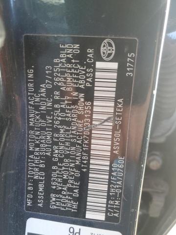 4T4BF1FK7DR331356 - 2013 TOYOTA CAMRY L შავი ფოტო 13