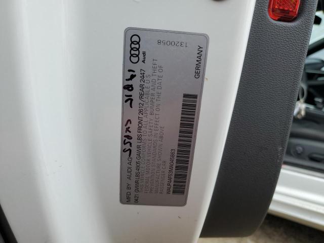 WAUP4AF53MA045863 - 2021 AUDI S5 PREMIUM PLUS თეთრი ფოტო 13