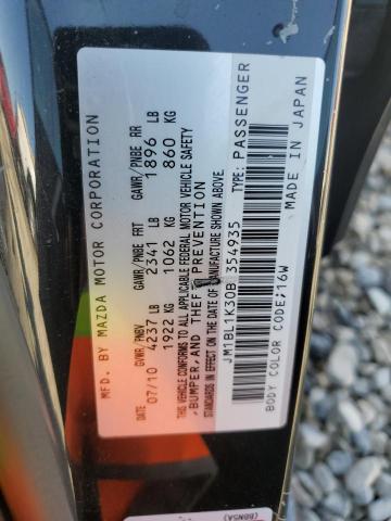 JM1BL1K30B1354935 - 2011 MAZDA SPEED 3 BLACK photo 12