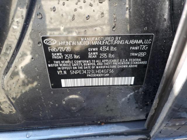 5NPEJ4J23LH040736 - 2020 HYUNDAI SONATA SEL PLUS GRAY photo 12