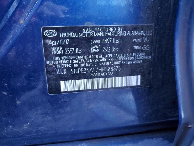 5NPE24AF7HH588875 - 2017 HYUNDAI SONATA SE BLUE photo 13