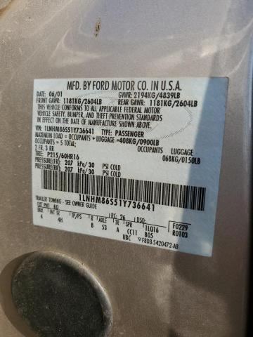 1LNHM86S51Y736641 - 2001 LINCOLN LS 金色 照片 12