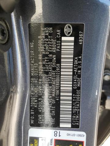 4T1BK1EBXDU022858 - 2013 TOYOTA AVALON BASE 灰色 照片 12