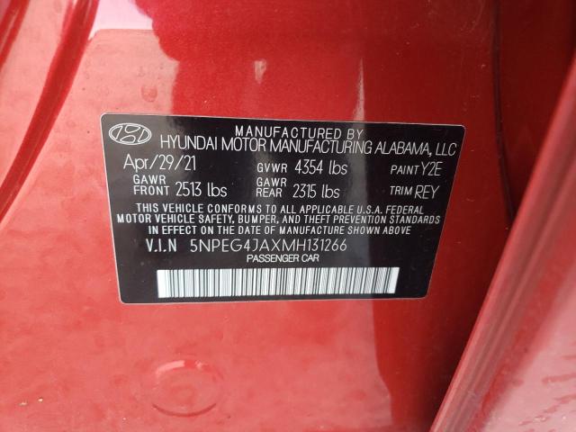 5NPEG4JAXMH131266 - 2021 HYUNDAI SONATA SE RED photo 12