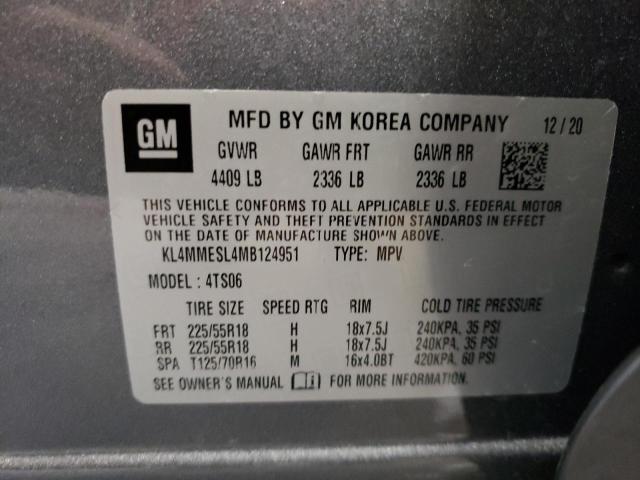 KL4MMESL4MB124951 - 2021 BUICK ENCORE GX SELECT GRAY photo 13