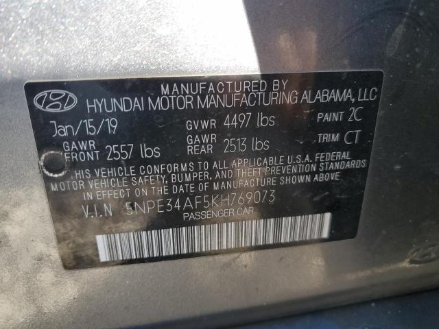 5NPE34AF5KH769073 - 2019 HYUNDAI SONATA LIMITED GRAY photo 12