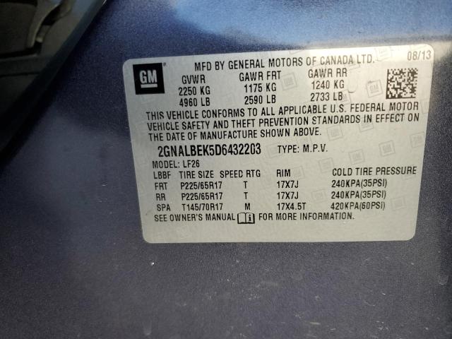 2GNALBEK5D6432203 - 2013 CHEVROLET EQUINOX LS BLUE photo 12