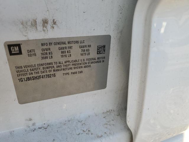 1G1JB6SH2F4178216 - 2015 CHEVROLET SONIC LS 白色 照片 12