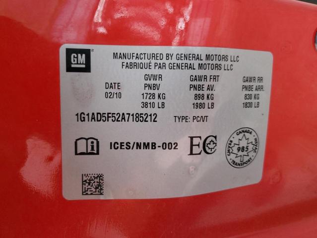 1G1AD5F52A7185212 - 2010 CHEVROLET COBALT 1LT RED photo 12