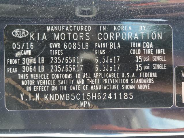 KNDMB5C15H6241185 - 2017 KIA SEDONA LX BLACK photo 13