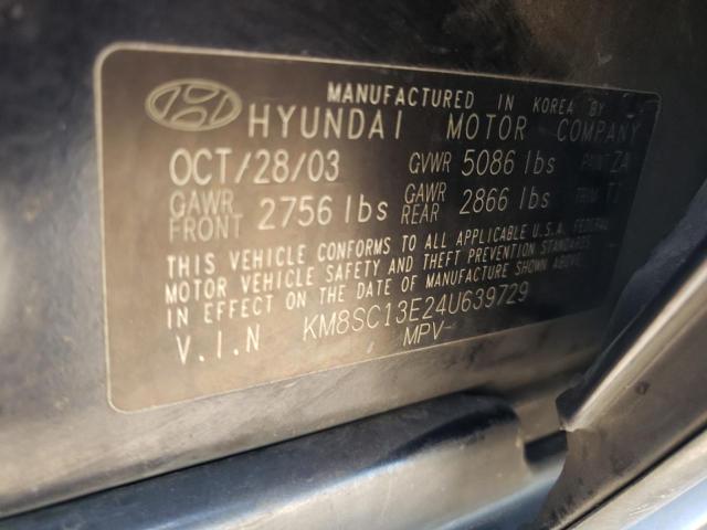 KM8SC13E24U639729 - 2004 HYUNDAI SANTA FE GLS BLUE photo 12