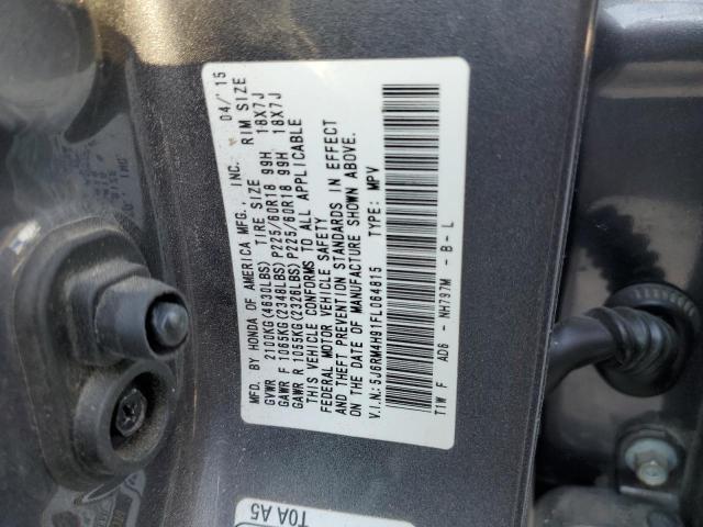 5J6RM4H91FL064815 - 2015 HONDA CR-V TOURING GRAY photo 14