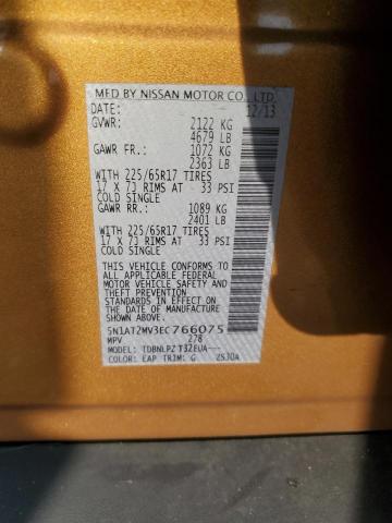 5N1AT2MV3EC766075 - 2014 NISSAN ROGUE S GOLD photo 12