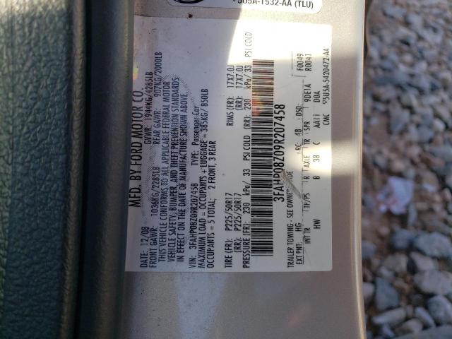 3FAHP08Z09R207458 - 2009 FORD FUSION SEL GRAY photo 13