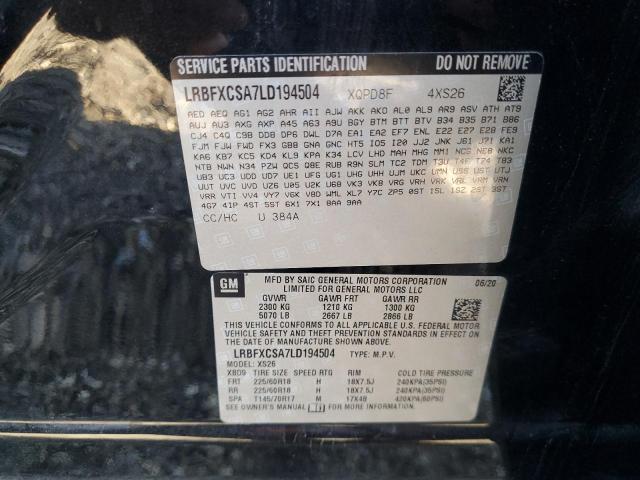 LRBFXCSA7LD194504 - 2020 BUICK ENVISION ESSENCE შავი ფოტო 13